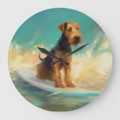 Airedale Beach Surfgrafik Große Wanduhr (Vorderseite)