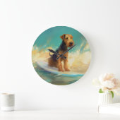 Airedale Beach Surfgrafik Große Wanduhr (Zuhause)