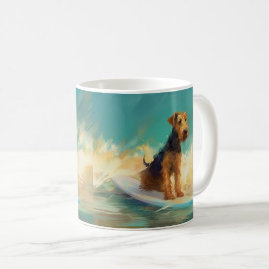 Airedale Beach Surfgrafik Kaffeetasse (VorderseiteRechts)