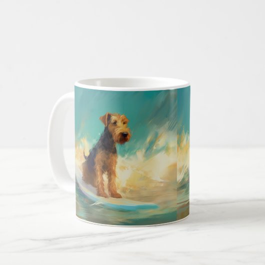 Airedale Beach Surfgrafik Kaffeetasse (Vorderseite Links)