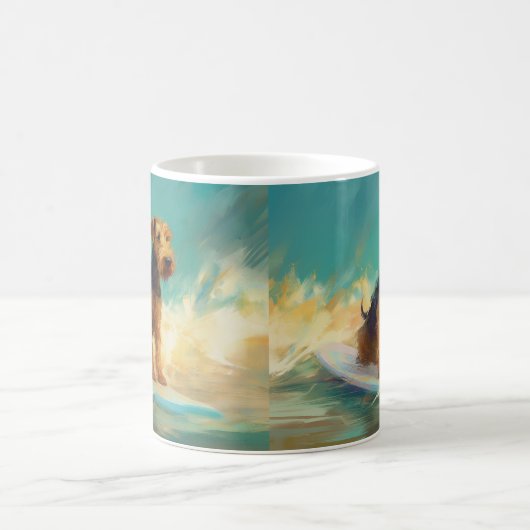 Airedale Beach Surfgrafik Kaffeetasse (Mittel)