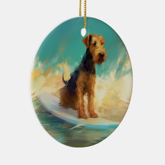 Airedale Beach Surfgrafik Keramik Ornament (Rechts)