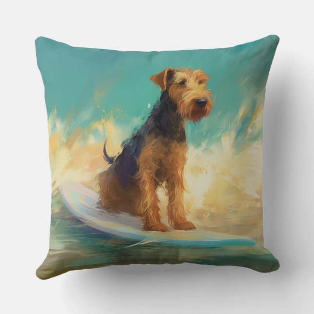 Airedale Beach Surfgrafik Kissen (Rückseite)