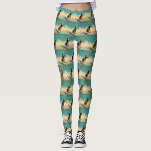 Airedale Beach Surfgrafik Leggings (Vorderseite)