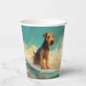 Airedale Beach Surfgrafik Pappbecher (Rückseite)