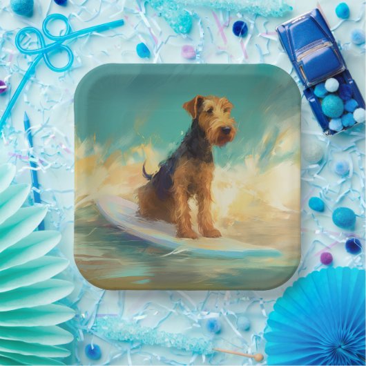 Airedale Beach Surfgrafik Pappteller (Party)