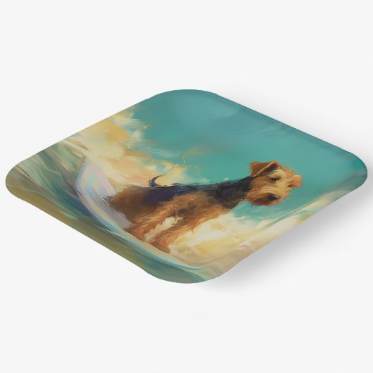 Airedale Beach Surfgrafik Pappteller (Gewinkelt)