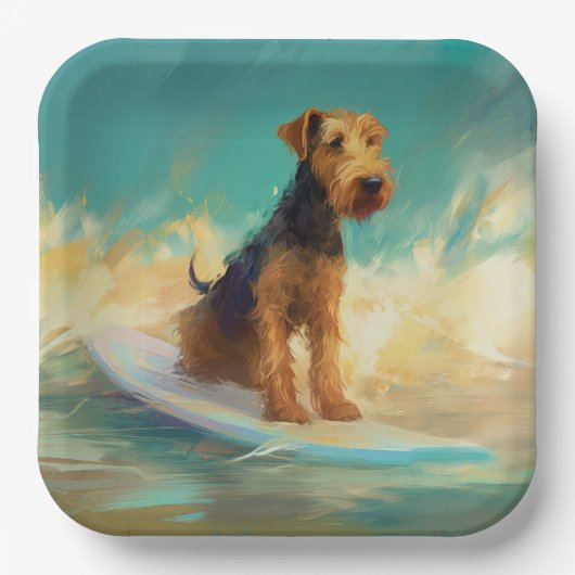 Airedale Beach Surfgrafik Pappteller (Vorderseite)