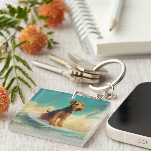 Airedale Beach Surfgrafik Schlüsselanhänger (Vorderseite rechts)