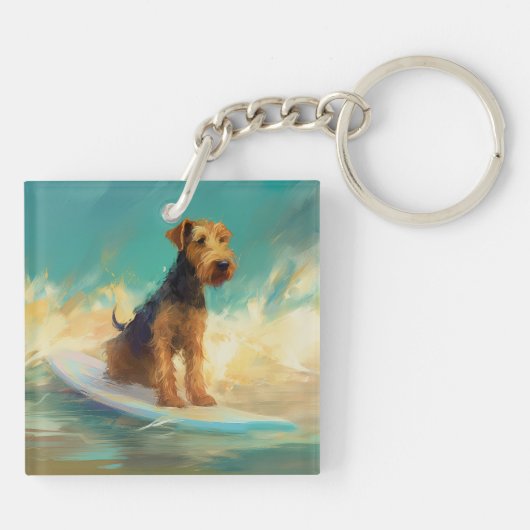 Airedale Beach Surfgrafik Schlüsselanhänger (Rückseite)