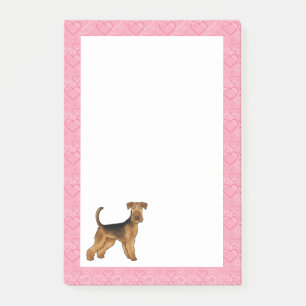 Airedale Bingley Terrier Hund Herz Muster Rosa Post-it Klebezettel