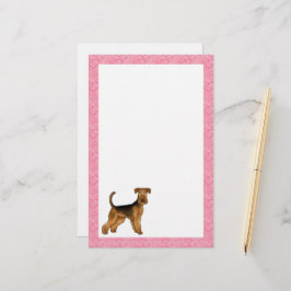 Airedale Bingley Terrier Hund mit rosa Herzen Briefpapier