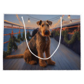 Airedale Christmas Cruise: Pawsome Holiday Delight Große Geschenktüte (Rückseite)