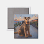 Airedale Christmas Cruise: Pawsome Holiday Delight Magnet (Vorderseite/Rückseite)
