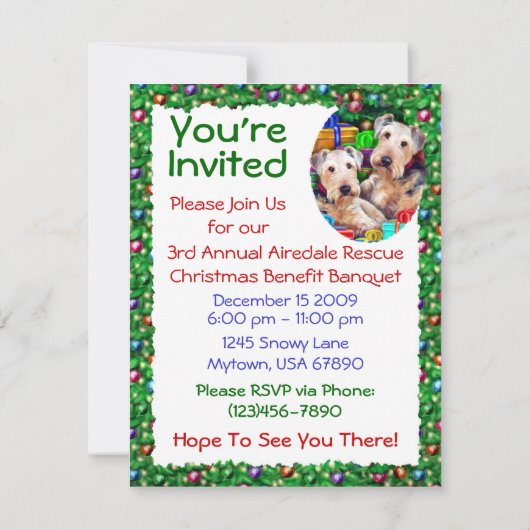 Airedale Christmas Open Now Einladung (Rückseite)