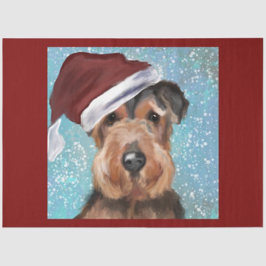 AIREDALE CHRISTMAS SEIDENPAPIER (Vorderseite)
