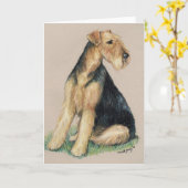"Airedale" Dog Art Grußkarte Karte (Gelbe Blume)