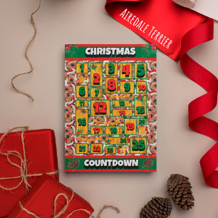 Airedale Dog Countdown Weihnachtskalender Feiertagskarte