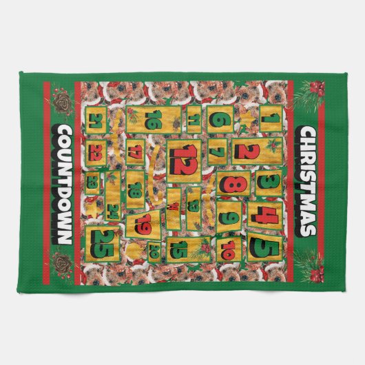 Airedale Dog Countdown Weihnachtskalender Geschirrtuch (Horizontal)