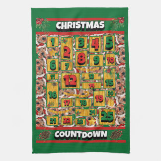 Airedale Dog Countdown Weihnachtskalender Geschirrtuch