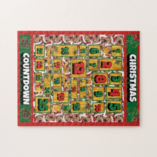 Airedale Dog Countdown Weihnachtskalender Puzzle (Horizontal)
