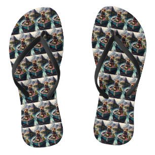 Airedale Dog on a Paddle: Ein Landschaftliches Abe Badesandalen