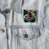 Airedale Dog on a Paddle: Ein Landschaftliches Abe Button (Beispiel)