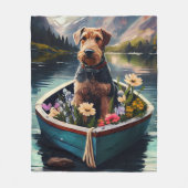Airedale Dog on a Paddle: Ein Landschaftliches Abe Fleecedecke (Vorderseite)