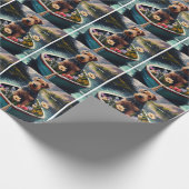 Airedale Dog on a Paddle: Ein Landschaftliches Abe Geschenkpapier (Ecke)