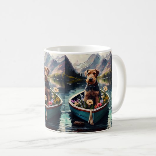 Airedale Dog on a Paddle: Ein Landschaftliches Abe Kaffeetasse (VorderseiteRechts)