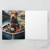 Airedale Dog on a Paddle: Ein Landschaftliches Abe Karte (Innenseite)