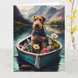 Airedale Dog on a Paddle: Ein Landschaftliches Abe Karte
