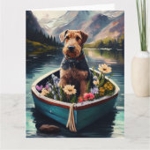 Airedale Dog on a Paddle: Ein Landschaftliches Abe Karte (Vorderseite)