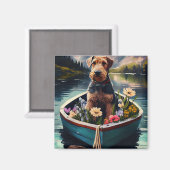 Airedale Dog on a Paddle: Ein Landschaftliches Abe Magnet (Vorderseite/Rückseite)