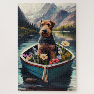 Airedale Dog on a Paddle: Ein Landschaftliches Abe Puzzle