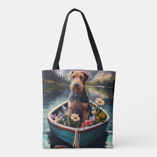 Airedale Dog on a Paddle: Ein Landschaftliches Abe Tasche (Rückseite)
