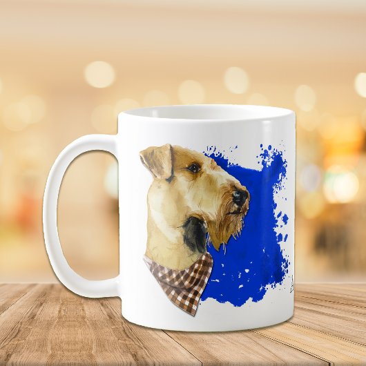 Airedale Dog Portraits Blaues Abstraktes Hintergru Kaffeetasse