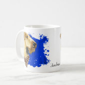 Airedale Dog Portraits Blaues Abstraktes Hintergru Kaffeetasse (Vorderseite Links)