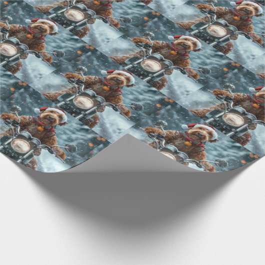 Airedale Dog Riding Motorrad Weihnachten Geschenkpapier (Ecke)