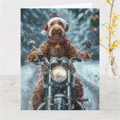 Airedale Dog Riding Motorrad Weihnachten Karte (Gelbe Blume)