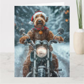 Airedale Dog Riding Motorrad Weihnachten Karte (Vorderseite)