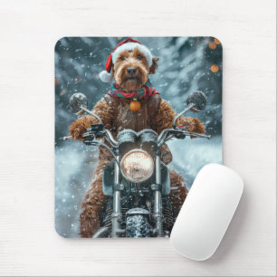 Airedale Dog Riding Motorrad Weihnachten Mousepad
