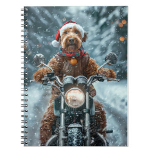 Airedale Dog Riding Motorrad Weihnachten Notizblock
