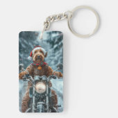 Airedale Dog Riding Motorrad Weihnachten Schlüsselanhänger (Rückseite)