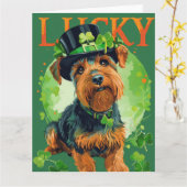 Airedale Dog St. Patrick's Day Karte (Gelbe Blume)