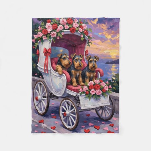 Airedale Dog Valentine's Day Fleecedecke (Vorderseite)