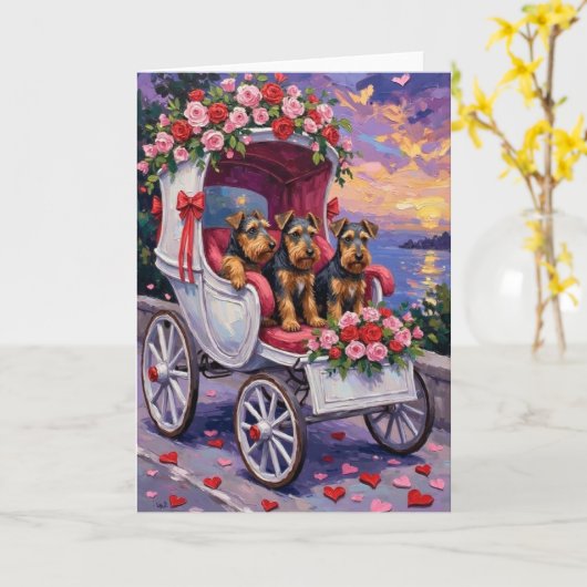 Airedale Dog Valentine's Day  Karte (Gelbe Blume)