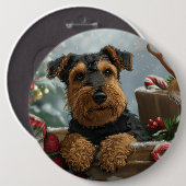 Airedale Dog Weihnachten Button (Vorne & Hinten)