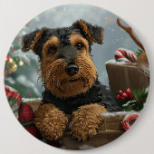Airedale Dog Weihnachten Button (Vorderseite)