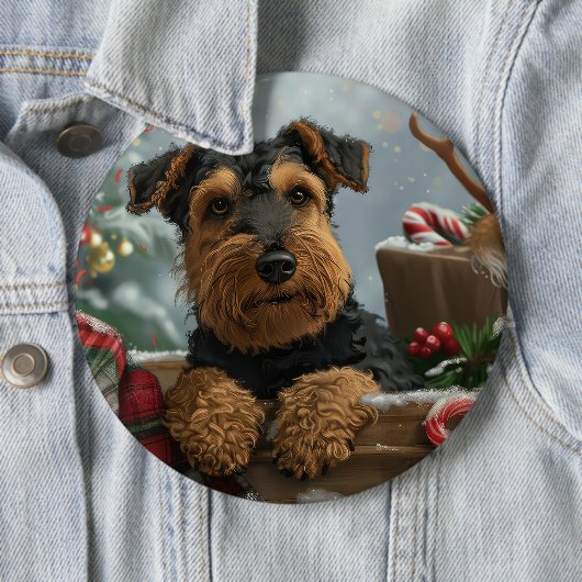 Airedale Dog Weihnachten Button (Beispiel)